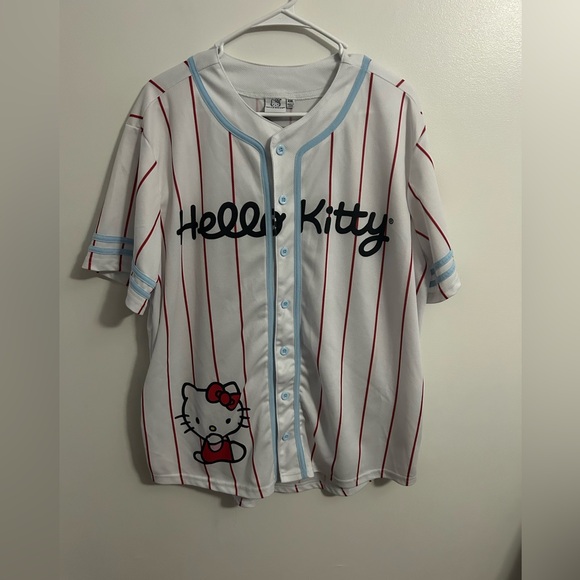 Sanrio Tops - Hello Kitty Sanrio ❤️ Baseball Jersey Size XXL White Stripe HTF! Women’s Shirt